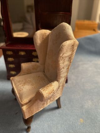 Miniature Doll House Wingback Arm Chair By Artisan Nancy Belt 2
