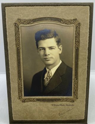 Vintage 1940’s Young Man’s High School Graduation Portrait Photograph Old Photo
