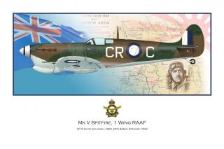 Wwii Ww2 Raaf Mkv Spitfire Aviation Art Profile Photo Prints - Full Set Of 3