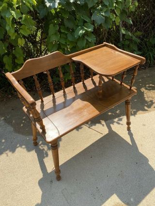 Vintage Colonial Ethan Allen Maple Wood Telephone Gossip Entryway Hall Bench