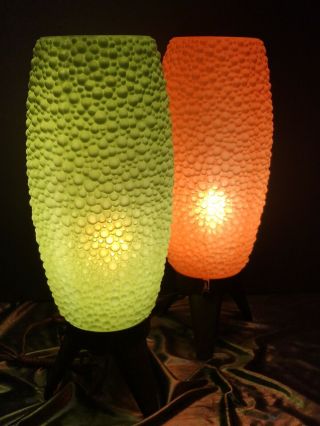 Mid Century Modern Orange Green Vintage Atomic Bubble Lamps Groovy Retro Lights