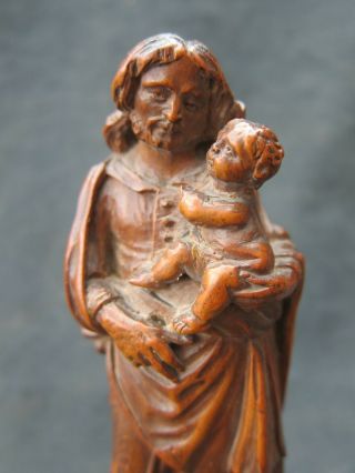 Antique 17th Century Flemish Carved Boxwood Saint Statue