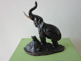 Antique Cast Iron Xrare Elephant W/o Tree By National Foundry 9 Doorstop