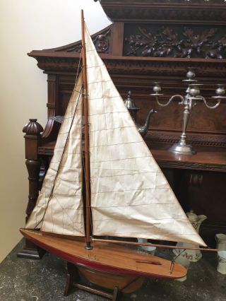 Vintage Wooden Sailing Pond Boat / Sailboat,  Large 25 " Long.  Sails
