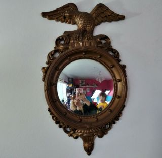 Federal Regency Eagle Bullseye Convex Mirror Small Mirror Usa Gold