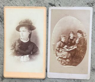 Two Ca.  1880 Cdv Portraits Of Women By Pioneer Female Photographer Hannah Maynard