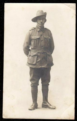 Ww1 Australian Regiment Army Soldier Real Photo Postcard Military Melbourne