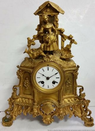 Important Antique Samuel Wehl Gilt Bronze Figural Mantel Clock St Petersburg