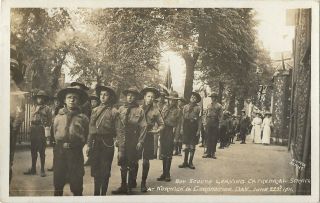 1911 Vintage Postcard Boy Scouts At Norwich On Coronation Day Posted