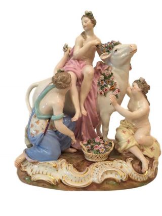 Antique Meissen Porcelain Group Of Europa