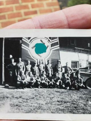 WWII Photo GI Snapshot HUGE Captured German Flag Banner WW2 2