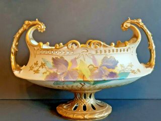 Antique Ernst Wahliss Turn Teplitz Porcelain Jardiniere Vase Centerpiece Bowl
