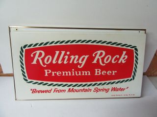 Vintage Rolling Rock Premium Beer Lighted Sign Double Sided Hanging Latrobe