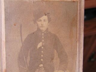 Young Civil War Soldier With Sword Cdv Photograph