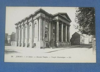 Vintage Ll Postcard Masonic Temple St.  Helier Jersey (j1a)