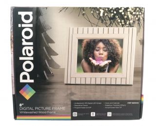 Polaroid 8” Digital Picture Frame Whitewashed Wood Frame