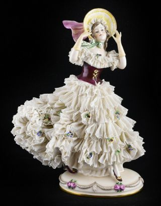 Ackermann & Fritze German Lace Figurine (10 1/4 " Tall) Damage