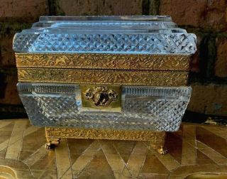 Antique French Baccarat Cut Crystal Box Caddy