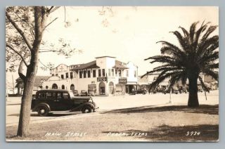 Main Street Pharr Texas Rppc Vintage Photo Pc Coca Cola Hidalgo Cotton Sign 30s