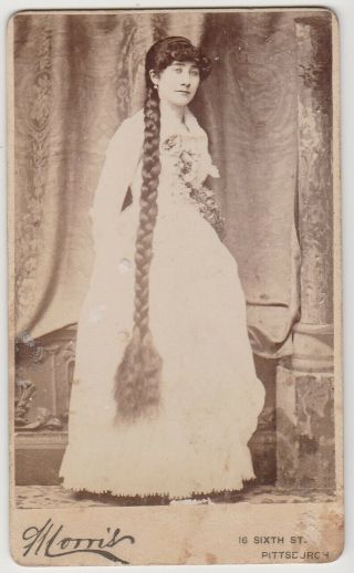 Cdv Photo Of One Of The Seven Sutherland Sisters - Very Long Hair Braid