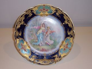 Antique French Sevres Plates - Signed V Bernard