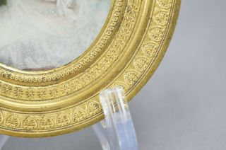 Early 19th Century French Hand Painted Portrait of A Lady in Gilt Bronze Frame 6