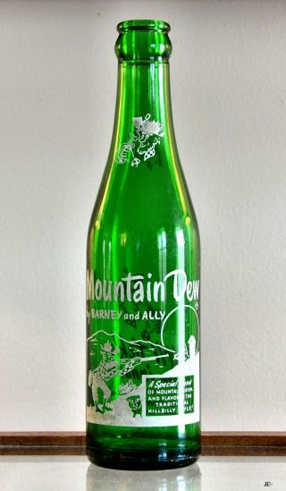 Rare Vintage Hillbilly Barney And Ally Mountain Dew 7 Oz Soda Bottle