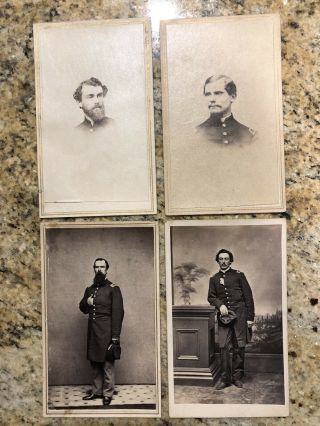 4 Civil War Officer 1860s Cdv Card Photos