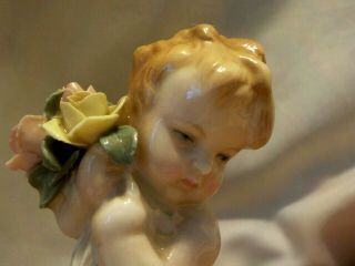 Karl Ens Volkstedt Cherub Naked Putti Antique Figurine Germany Roses Flowers