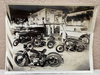 Vintage Harley Davidson Motorcycle Dealership Servicar Photo Large 8x10
