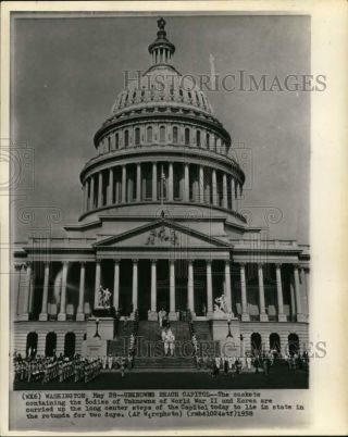 1958 Press Photo Unknowns Of World War Ii & Korea Brought To Capitol,  Dc