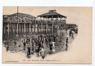 C.  1907 The Bathing Pool Ocean City Jersey Vintage Postcard