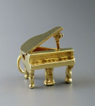 Vintage 14k Yellow Gold Open Mechanical Grand Piano Charm Or Pendant