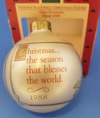 Vtg Dated 1988 Hallmark Norman Rockwell Glass Christmas Keepsake Ornament