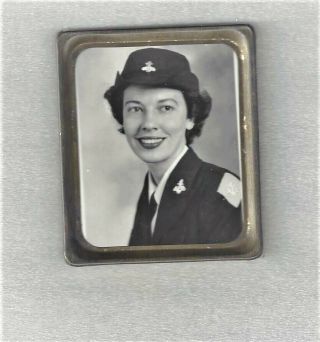 Rare Ww2 Us Navy Wave Photo In Hat Badge & Uniform Insignia,  " Photomatic " Frame