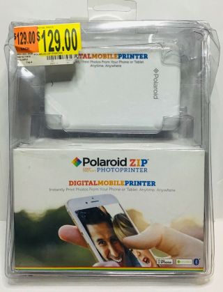 Polaroid Zip Digital Mobile Printer White Polmp01ww 2”x3” Photoes