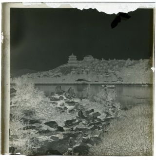 1900s Historic China Summer Palace From Lake Peking Glass Photo Camera Negative 3