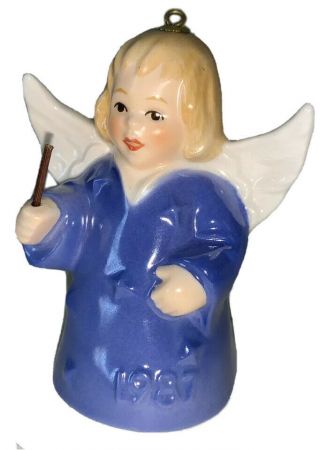 1987 Goebel Annual Angel Bell - Christmas Ornament 12th Edition - - Blue Dress
