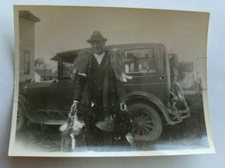 Antique Photo 1926 Hunter Catch Of Jack Rabbits Standing By A Old Chrysler