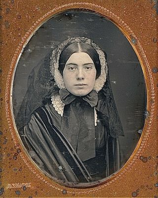 Young Lady Wearing Bonnet Veil By Anson 1/9 Plate Daguerreotype G286
