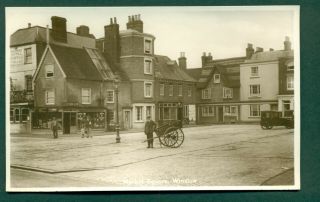 Winslow,  Market Sq With Shop & Man With Barrow,  Vintage Postcard