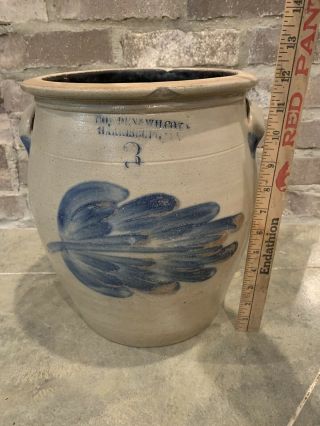 Antique Cowden & Wilcox Harrisburg Pa Cobalt Flower Salt Glazed Stoneware Crock