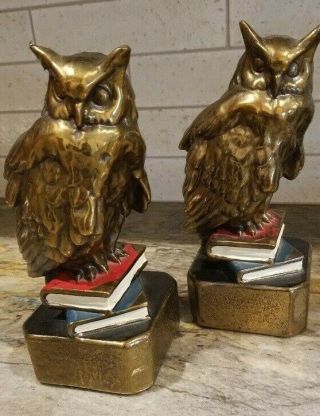Antique Marion Bronze Statue Night Owl Bookends