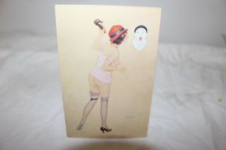 Vintage Early 1900s Raphael Kirchner Art Nouveau Art Artist Pin - Up Girl Postcard