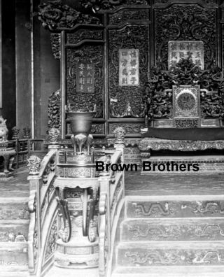 1900s Historic China Emperors Throne Room Forbidden City Glass Photo Negative Bb