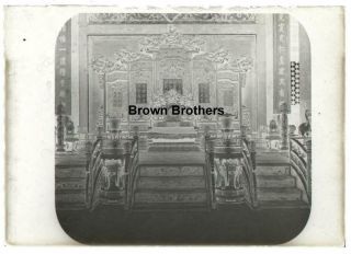 1900s Historic China Emperors Throne Room Forbidden City Glass Photo Negative BB 3