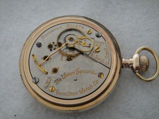 Union Special Hamilton Gold Letter & Trim 17j 18s Fancy Cs Pocket Watch
