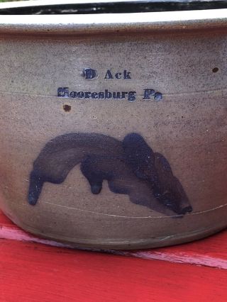 Dan Ack - Mooresburg,  PA - Rare Decorated Stoneware Crock Bowl - Circa 1860 2