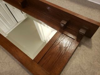1900s Large Arts and Crafts Movement Mission Quartersawn Oak Wall Mirror 3