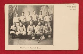 Antique C 1900 Roycroft Shop East Aurora Ny Baseball Team Post Card Rppc Vintage
